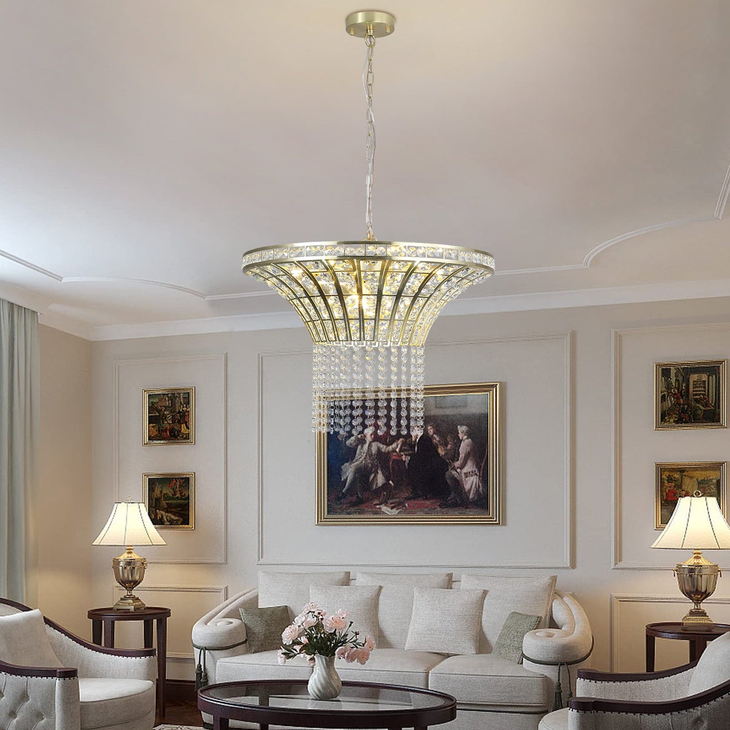 8-Light 23.6" Wide Crystal Waterfall Chandelier - Korvel
