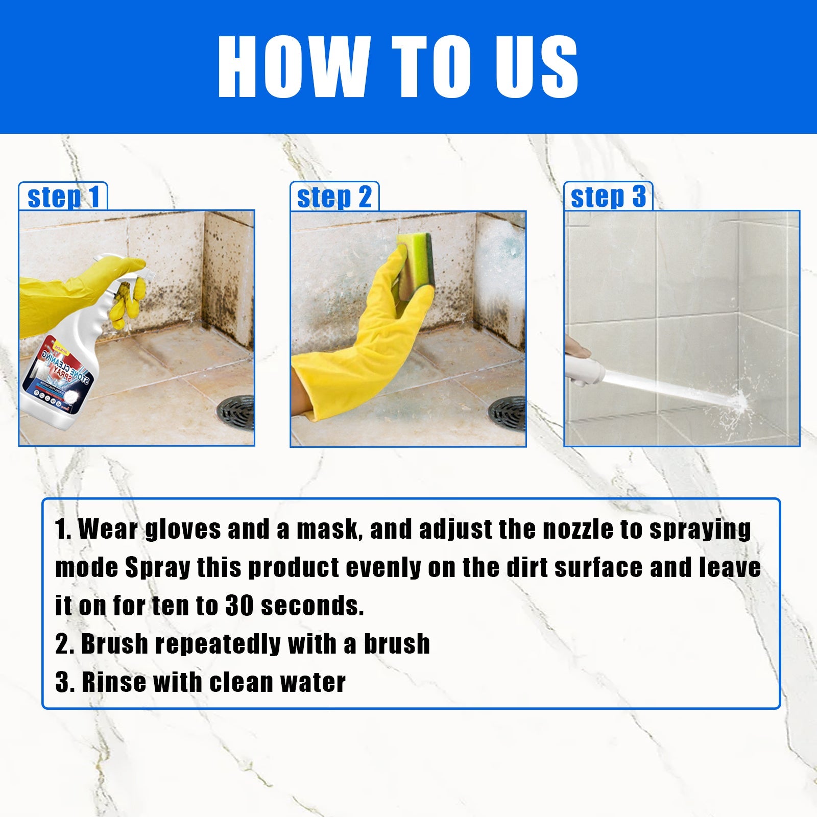 Stone Cleaning Spray, Domestic Kitchen Marble Tile Decontamination Repair Scratch Cleaner - Korvel
