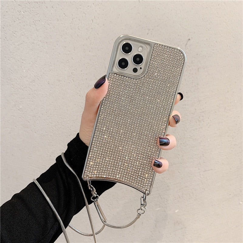 Crossbody Lanyard Glitter Diamonds Shoulder Phone Case For Iphone 13 13Pro 12 11 Pro XS Max X XR 7 8 Plus Luxury Shining Cover - Korvel