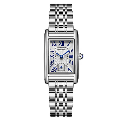 Elegant Square Steel Band Quartz Watch for Women