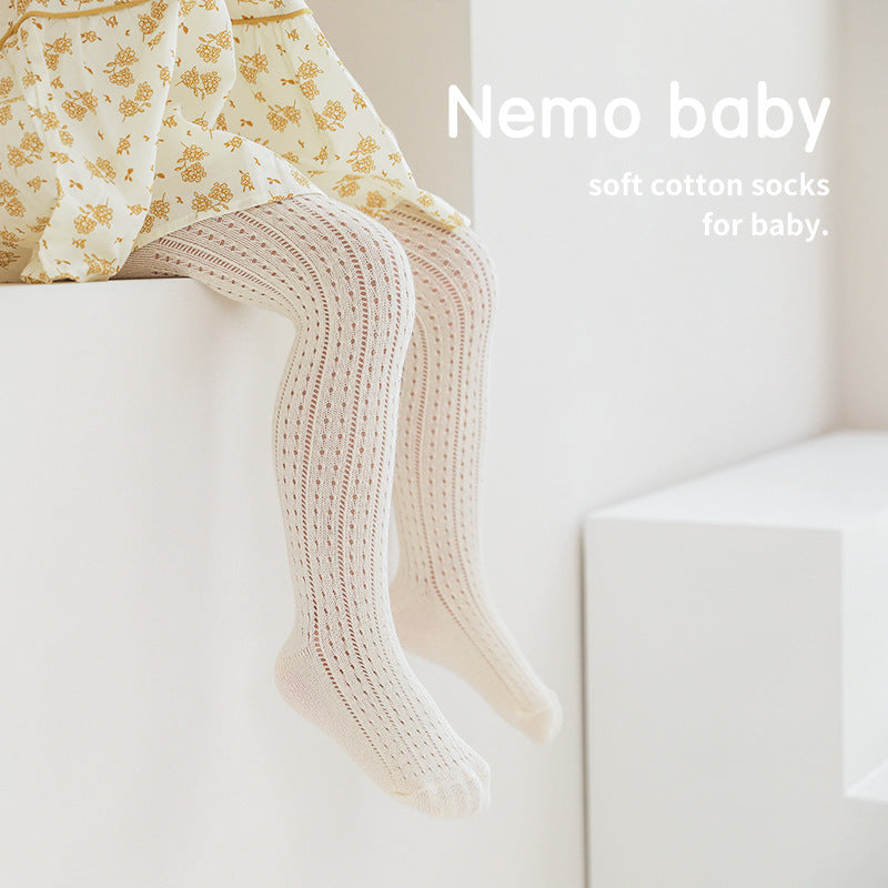 Spring And Summer Baby Girl Leggings Combed Cotton Boneless One-Piece Socks Mesh Outer Wear Cute Thin Children's Pantyhose - Korvel