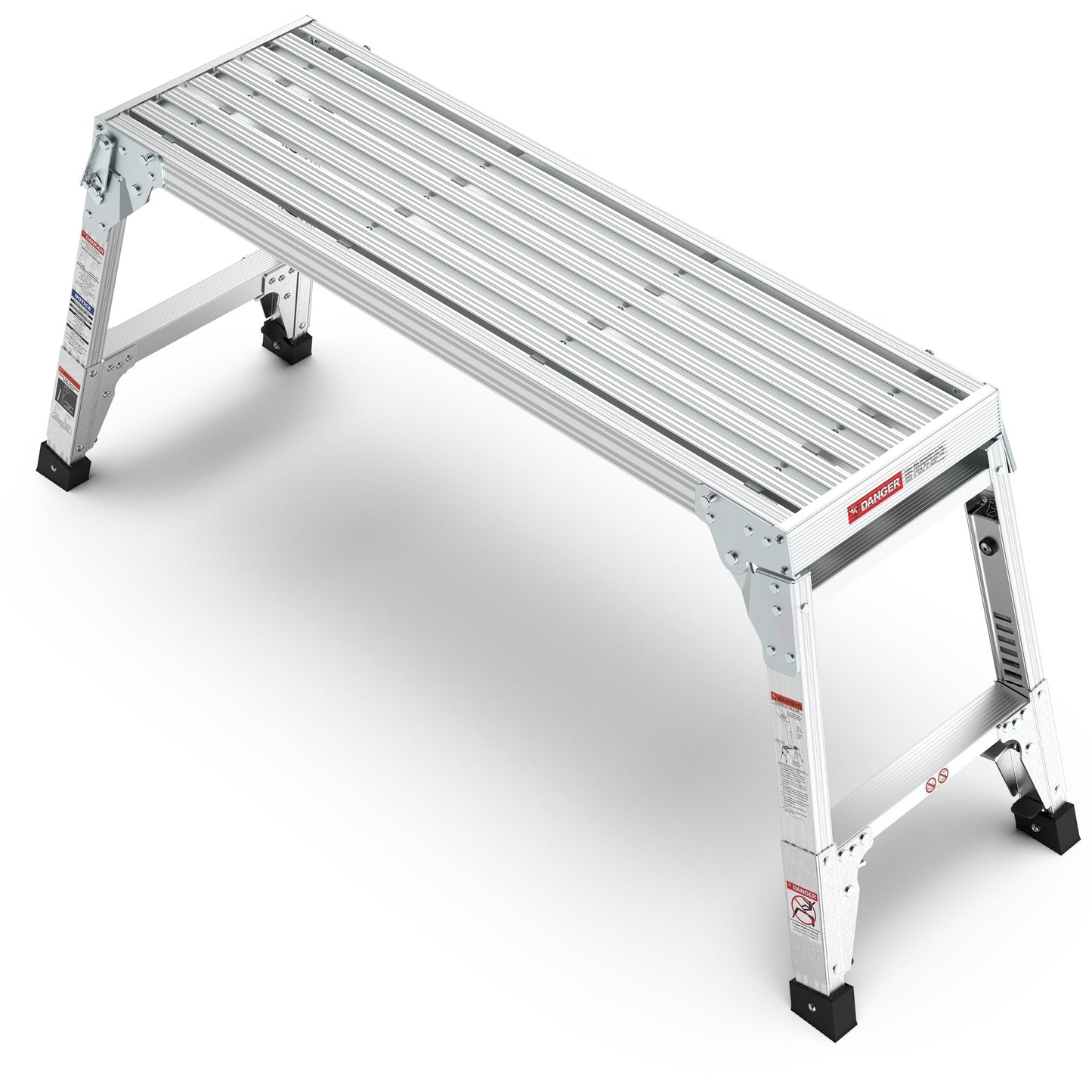 Aluminum Work Platform Large Size Step Stool Folding Portable Work Bench 40" Width Telescopic Feet 22" -27.5" Height Adjustable - Korvel