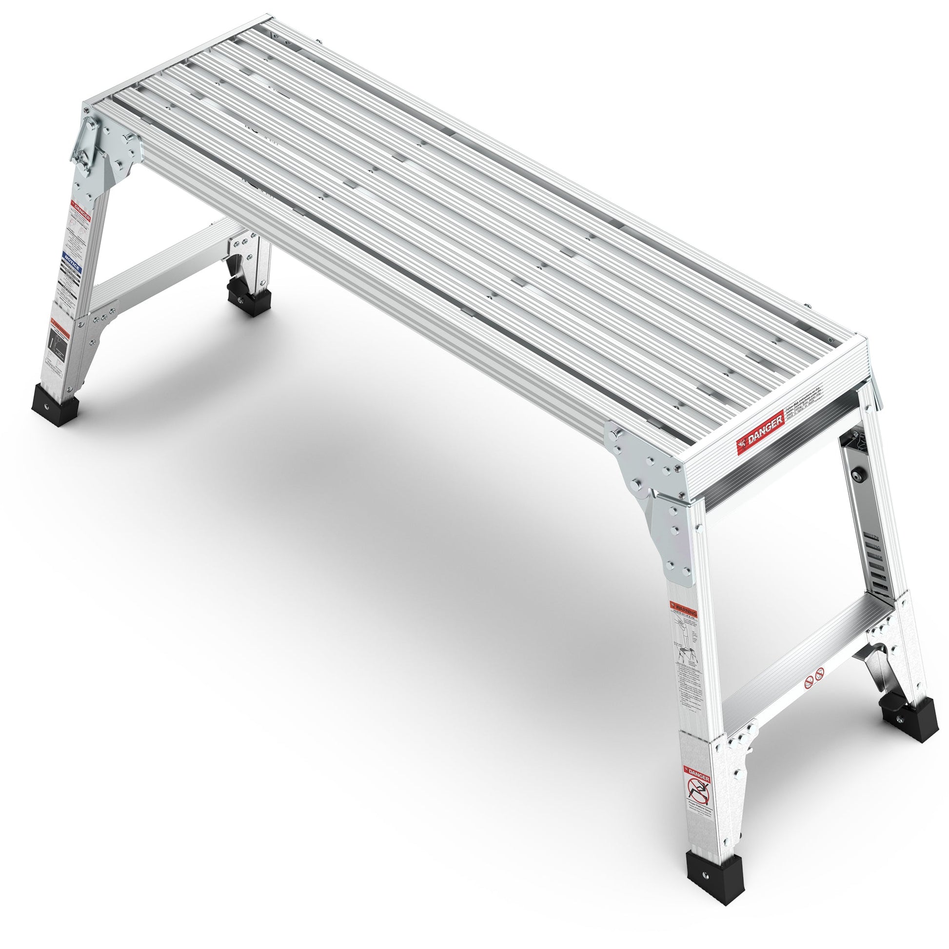 Aluminum Work Platform Large Size Step Stool Folding Portable Work Bench 40" Width Telescopic Feet 22" -27.5" Height Adjustable - Korvel