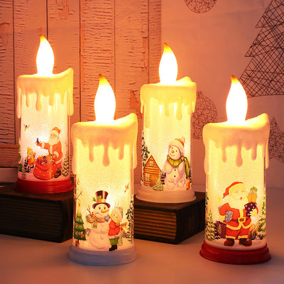 Christmas decoration candle light LED simulation flame candle Santa Claus snowman decoration night light - Korvel