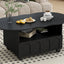ON-TRANS flexible cream style coffee table with 2 brake wheels, drawers, large storage space,black, 39.37 '' x 23.6 '' - Korvel