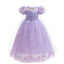 Frozen 2 Elsa Princess Dress Purple Bubble Sleeves Pearl Mesh Girls' Cosplay Dress Performance Dress - Korvel