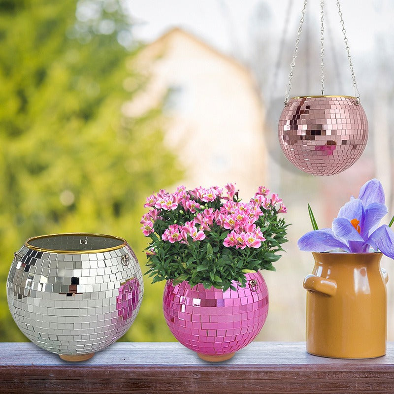 Disco Ball Planter Hanging Mirror - Spherical Decor