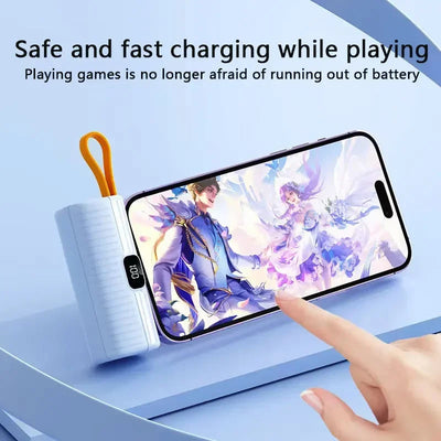 30000Mah Mini Power Bank Ingebouwde Kabel Powerbank Digitale Display Externe Batterij Draagbare Oplader Voor Iphone Samsung Xiaomi - Korvel