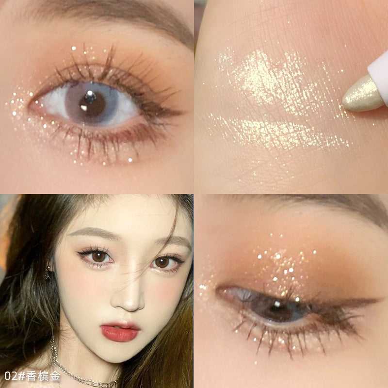 1Pcs  Diamond Glitter Eyeshadow Liner Pencil Face Makeup Highlighter Long lasting Matte Pink Silkworm Champagne Gold Eyeliner Pen - Korvel