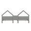 Double Twin Size Platform Bed with House-shaped Headboard and a Built-in Nightstand  Grey - Korvel