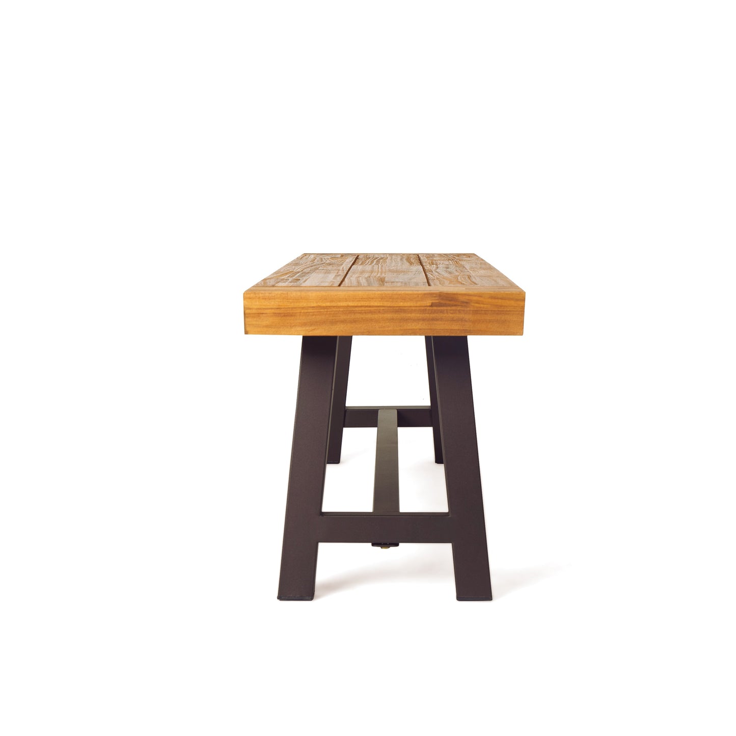 Outdoor Carlisle Benches, Sandblasted Brown + Rustic Metal (Set of 2) - Korvel