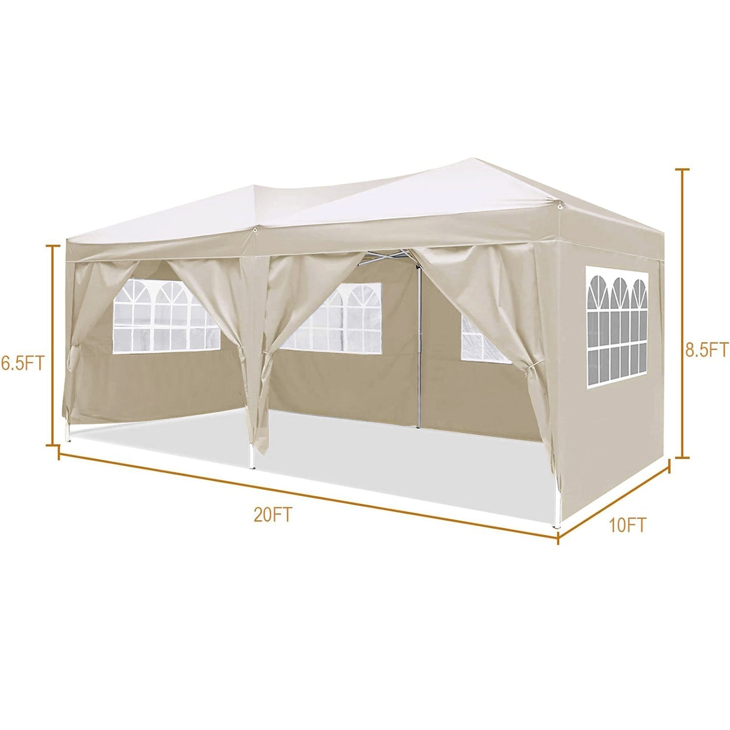 Carpa Plegable de 10'x20' con 6 Paredes Laterales Desmontables