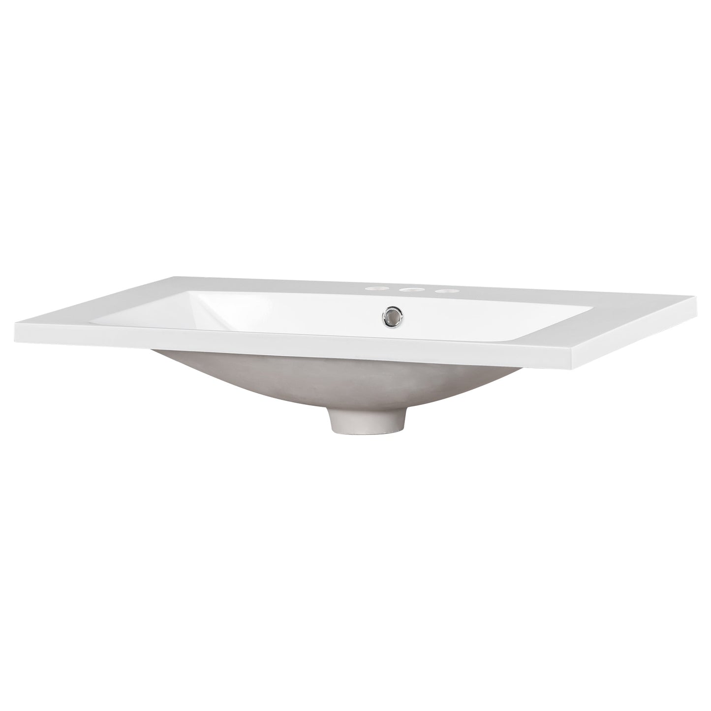 30" Single Bathroom Basin Sink, Vanity Top Only, 3-Faucet Holes, Resin - Korvel