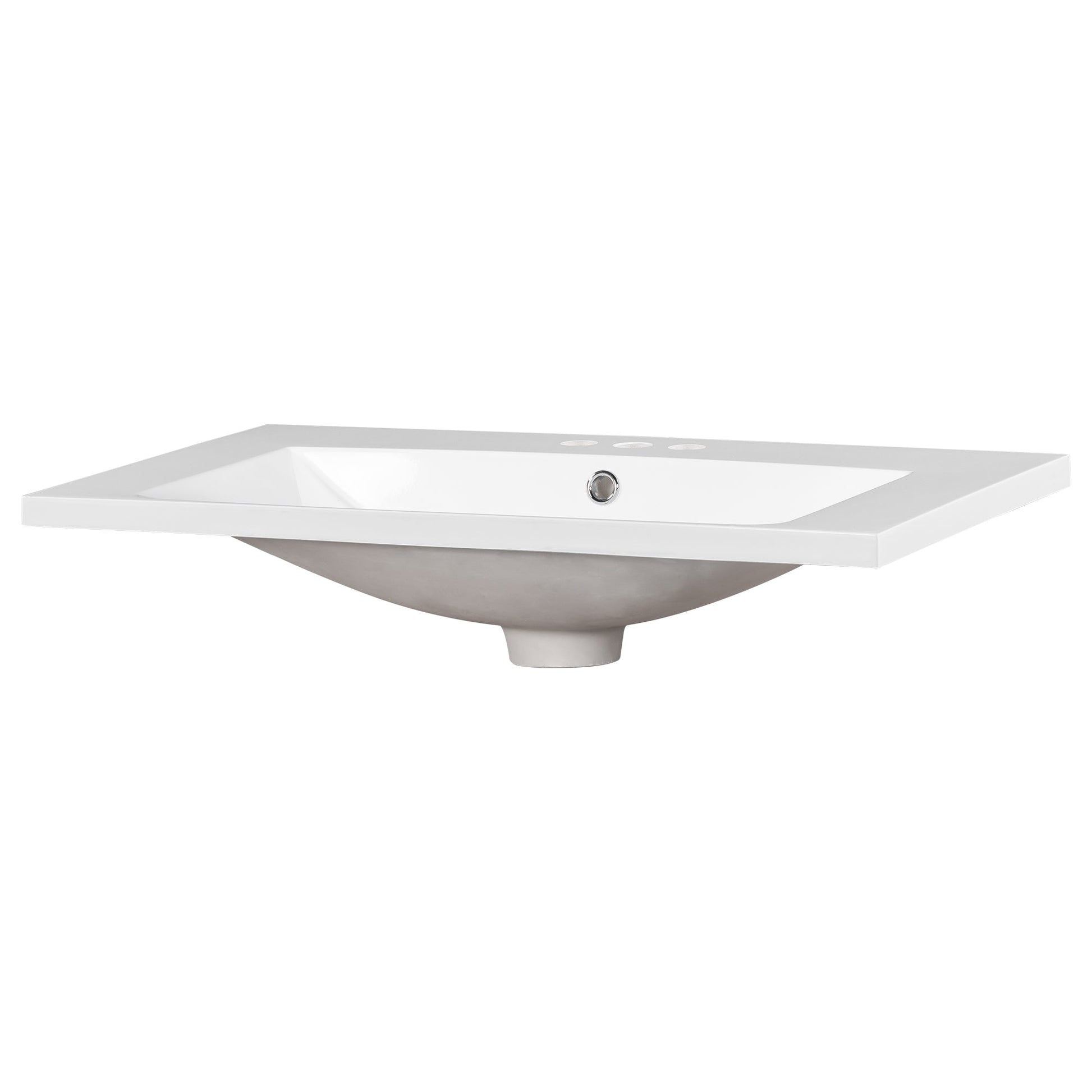 30" Single Bathroom Basin Sink, Vanity Top Only, 3-Faucet Holes, Resin - Korvel
