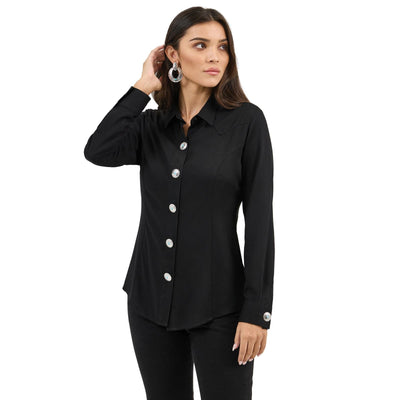 Vintage-Inspired Black Concho Shirt for Women | Wrangler - Korvel