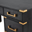 70 inch classic and traditional executive desk with metal trim, writing desk with 2 file drawers, USB ports, and sockets, black - Korvel