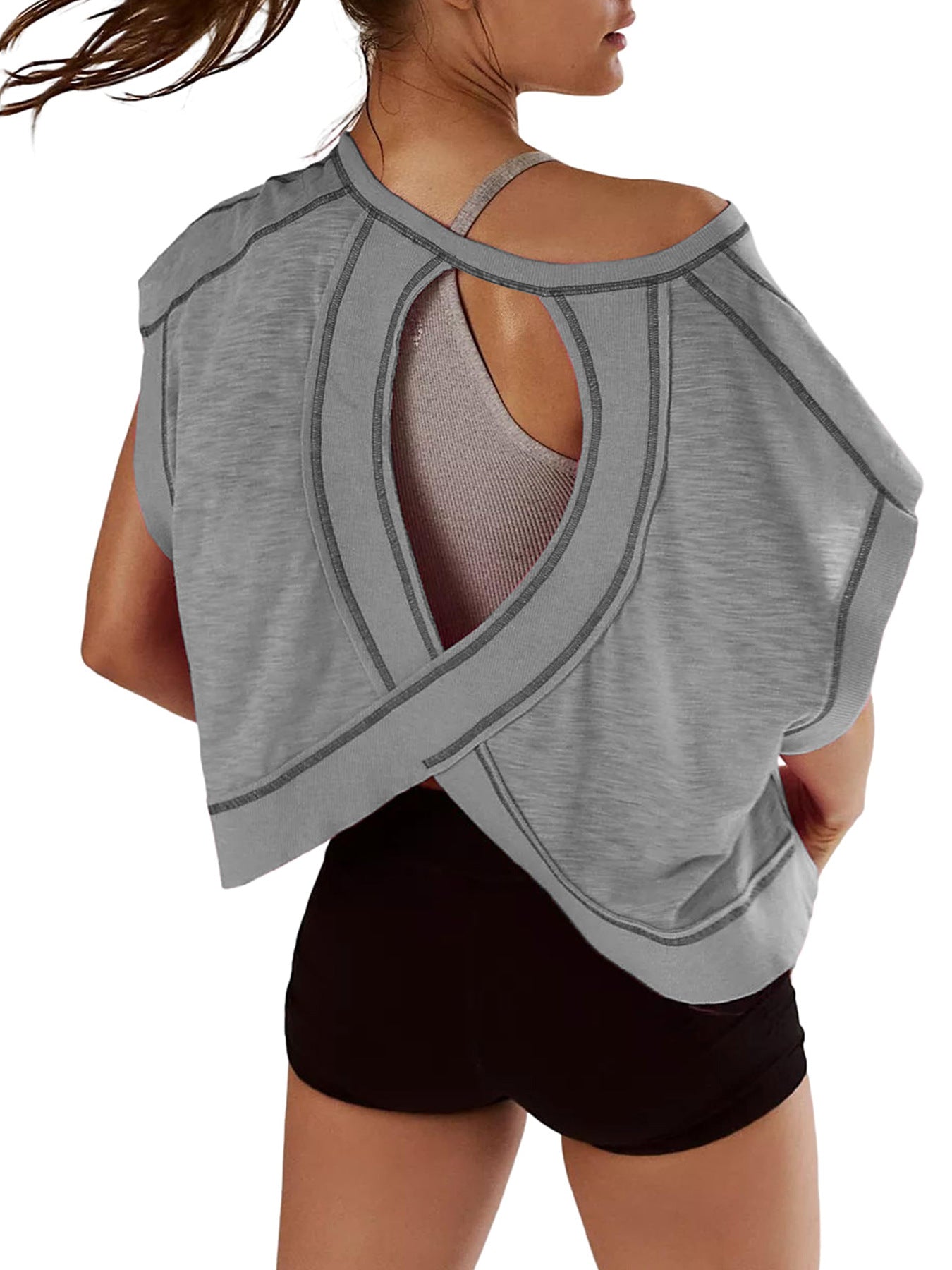 Crop Top de Yoga Sportif Femme Sans Dos - Décontracté et Respirant