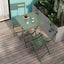 3 Piece Patio Bistro Set of Foldable SquareTable and Chairs, Dark Greem - Korvel