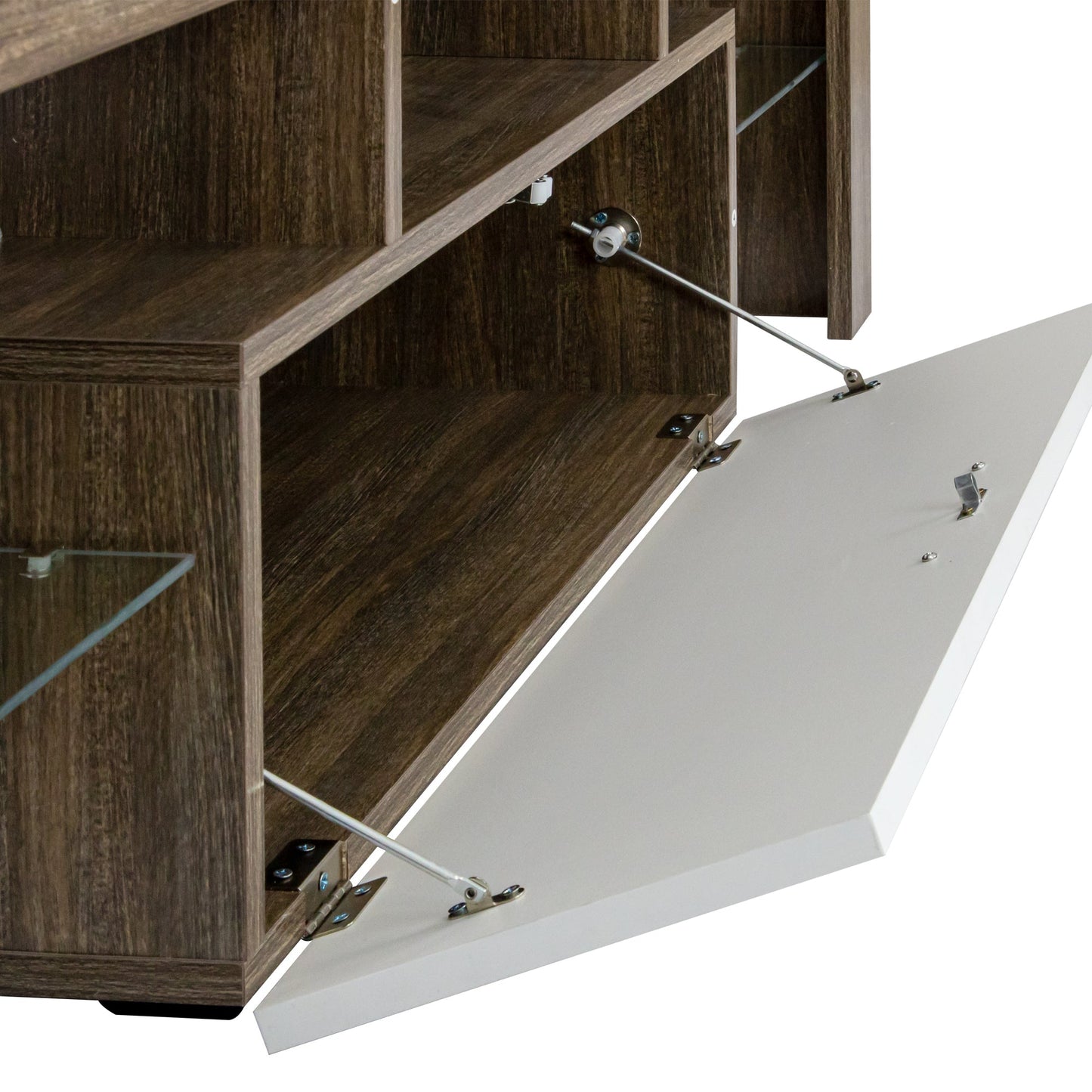 Modern Brown and White TV Stand with Quick Assembly