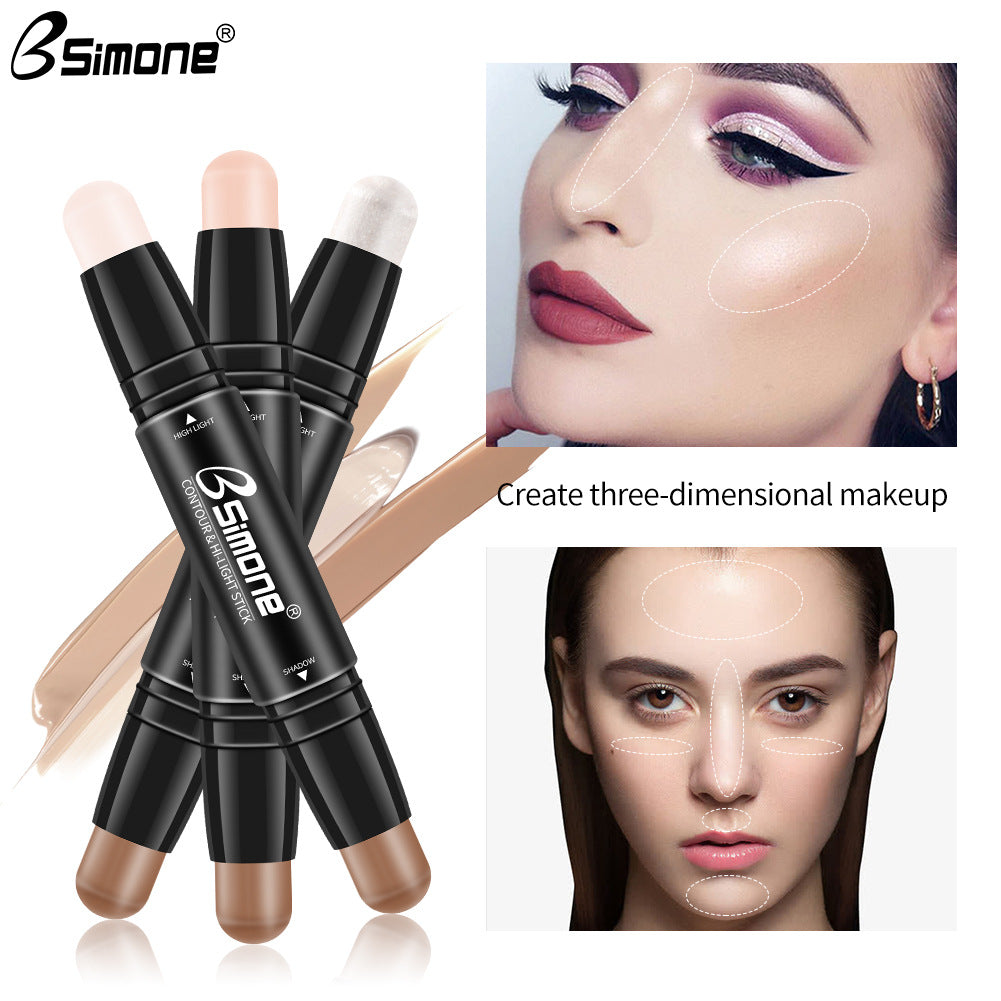 Double-Ended Highlighting Stick Concealer Nose-Shadow Highlighter To Fix Spots Side Shadow Highlighter Stick - Korvel