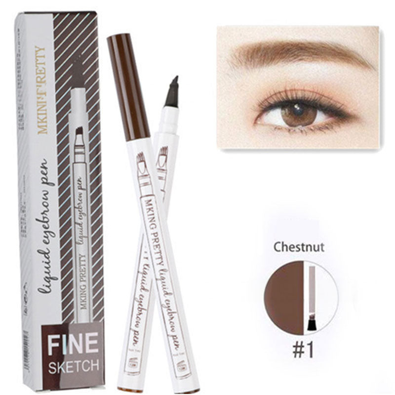 Makeup Micro Sculpture Fine Grain Eyebrow Pen Four Fork Eyebrow Pen Anti Sweating and Non Staining Liquid Eyebrow Pen Four Head - Korvel