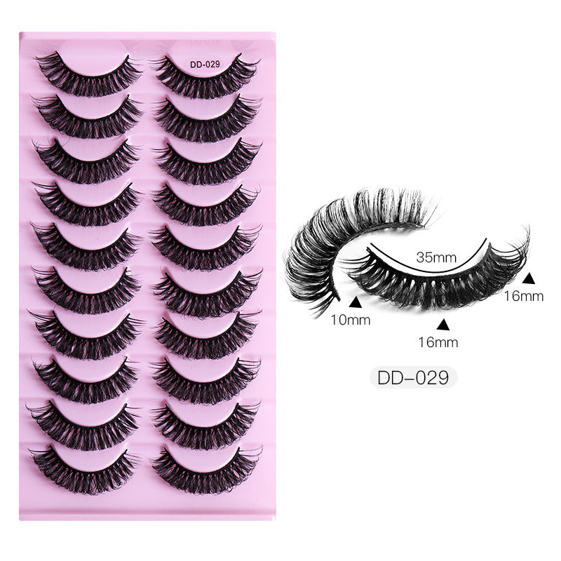 New DD Russian Large Roll Grafting Free False Eyelashes 10 Pairs Of Multi-Layer Thick Cross Mink Like Eyelashes - Korvel