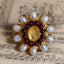 Bague ouverte en perle baroque naturelle vintage en laiton