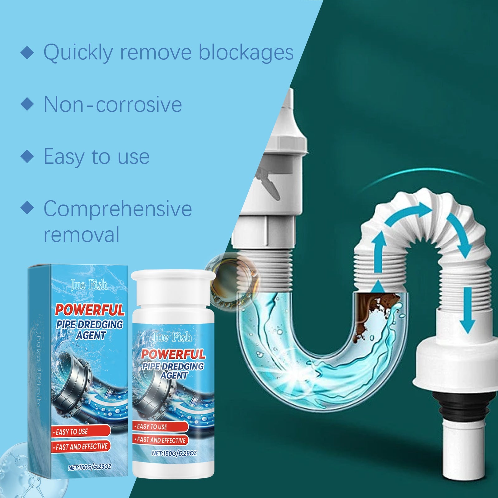 Pipe Dredge Agent Sink Drain Kitchen Toilet Pipe Quick Dredge Clean Decontaminate - Korvel