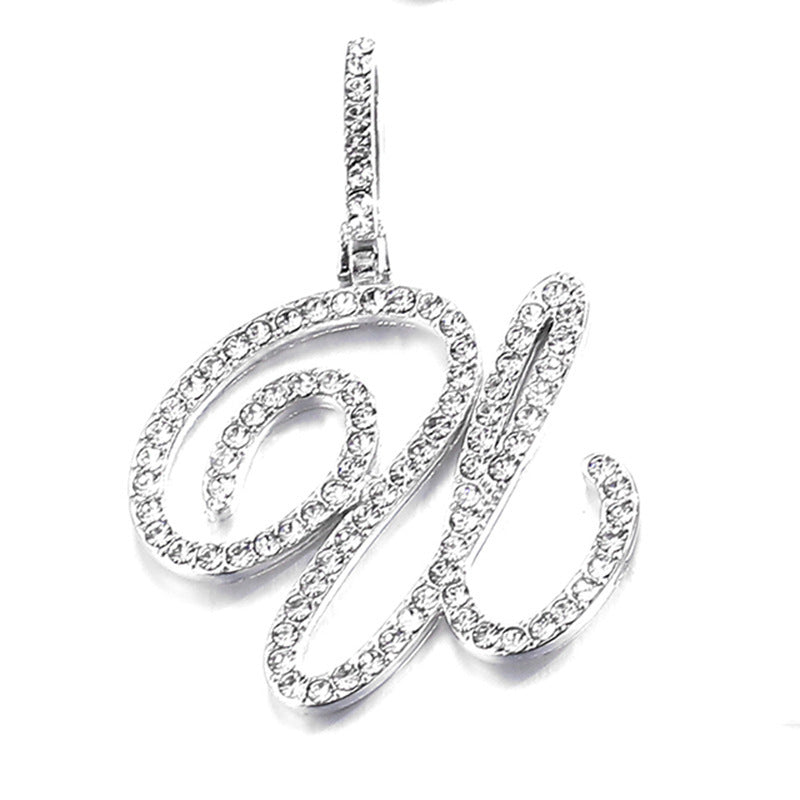 Hip Hop Grass Letter Pendant with Cuban Chain