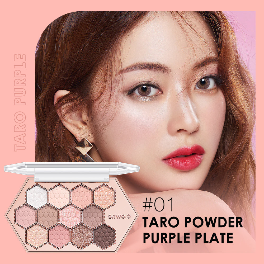 Honeycomb Hexagonal Star Diamond Eyeshadow Palette Taro Powder Honey Earth Eyeshadow Natural Highlight 12 Colors - Korvel