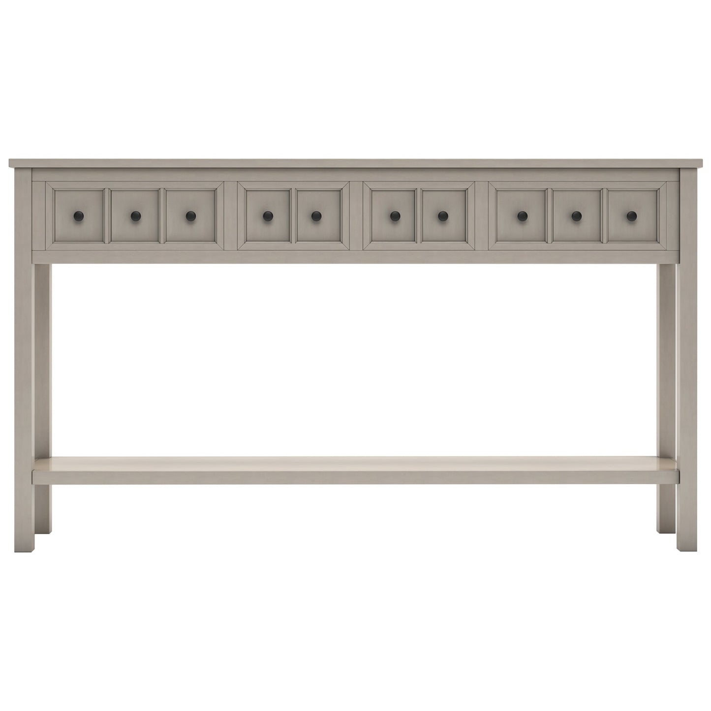 TREXM Rustic Entryway Console Table60" Long Sofa Table with two Different Size Drawers and Bottom Shelf for Storage (Gray Wash) - Korvel