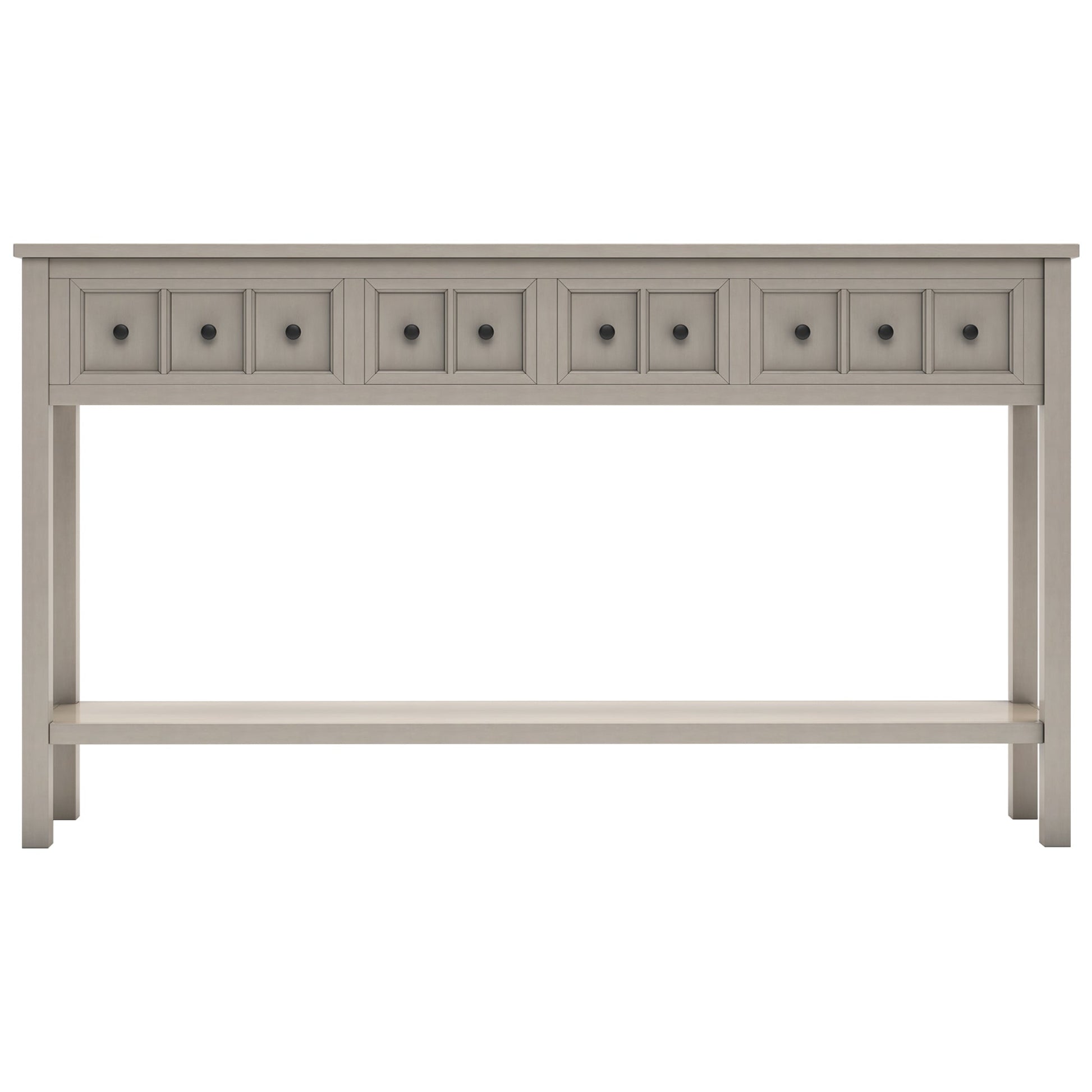 TREXM Rustic Entryway Console Table60" Long Sofa Table with two Different Size Drawers and Bottom Shelf for Storage (Gray Wash) - Korvel