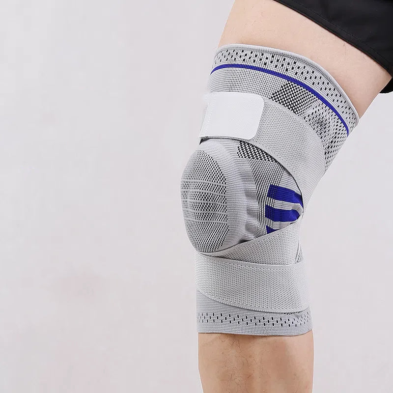 Strap support sports knee pads silicone shock absorption protection knee automatic closure outdoor sports - Korvel