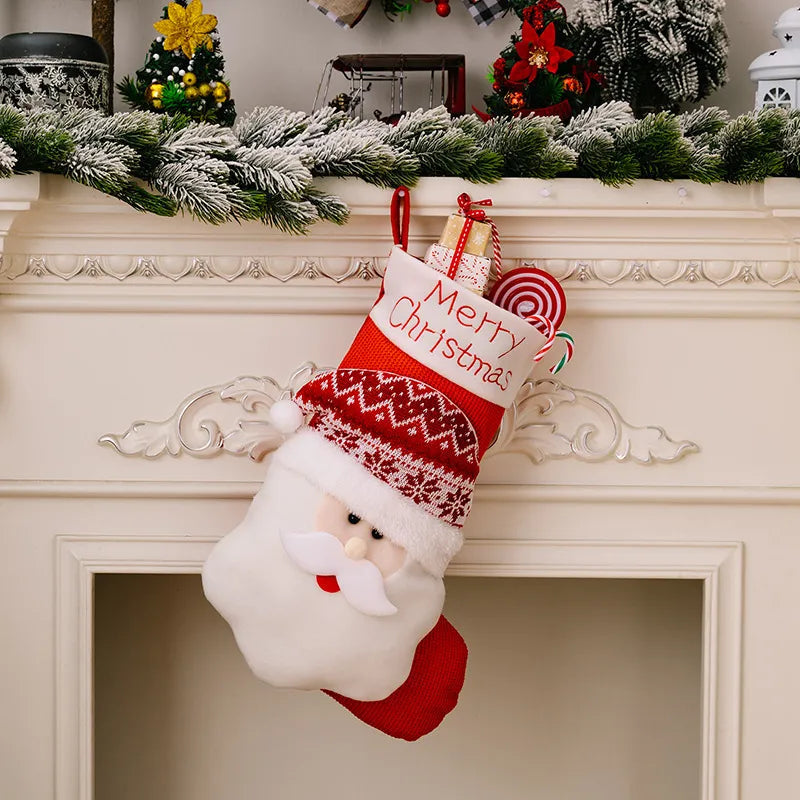 Chaussettes de Noël décoratives en tricot 3D avec élan