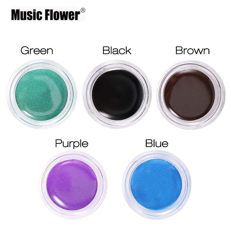 Music Flower 5 colors Waterproof Eyeliner Gel Eye Makeup Eye Liner With Brush 24 Hours Long-lasting Eyelid Black Cosmetic Gel - Korvel