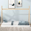 Twin Size Tent Floor Bed with Triangle Structure  White+Natural - Korvel