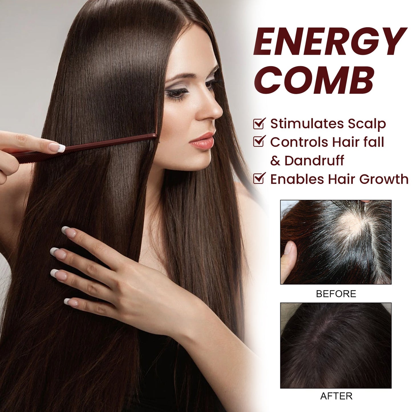 Peigne de soins capillaires premium pour massage du cuir chevelu et coiffage sans nœuds