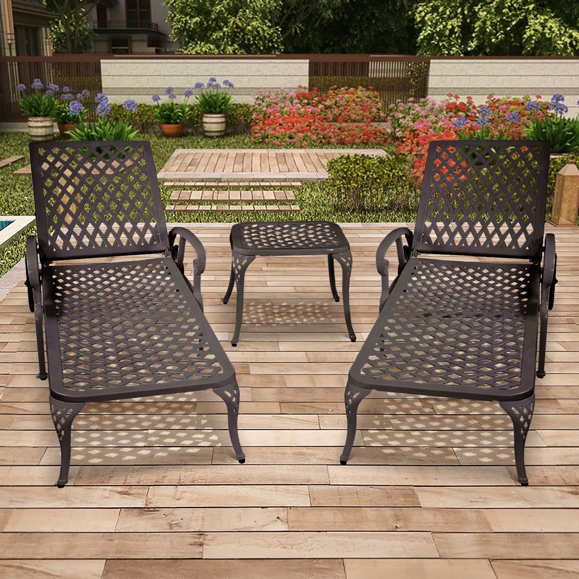 Aluminium Cast lounge chair 1pcs brown - Korvel