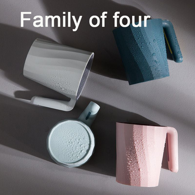 Creative Simple Mouthwash Cup INS Striped Non-Slip Water Cup Double-Layer Plastic Handle Thread Couple Mouthwash Toothbrush Cup - Korvel