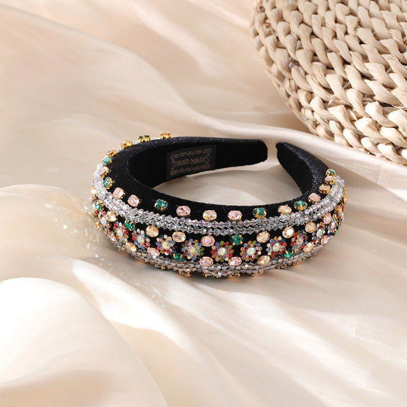 Retro Baroque colored glass drill sponge hair hoop - Korvel