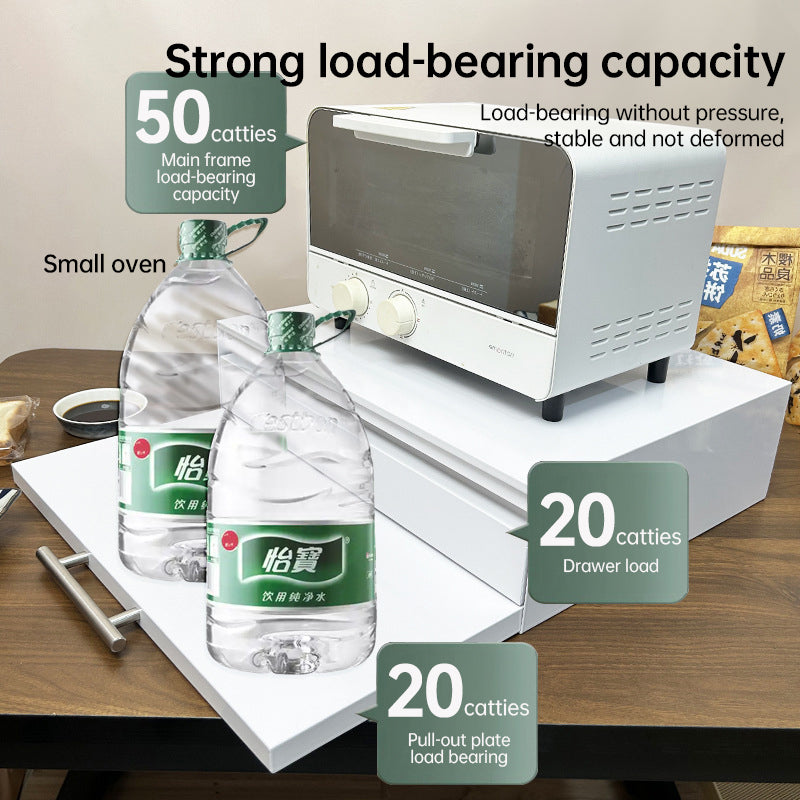 Premium Microwave Stand with Pull-Out Drawer - Space-Saving Organizer