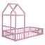 Wooden Twin Size Children's Bed with Detachable Headboard, Pink