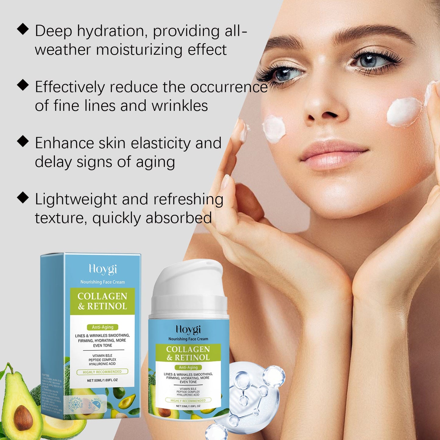Crème hydratante au collagène premium pour une peau hydratée