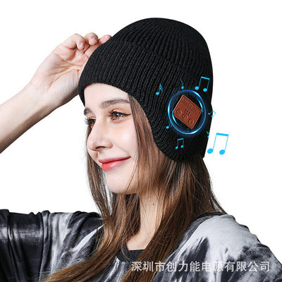 Wireless 5.0 Bluetooth Headset Cap Outdoor Warm Music Wrap Ear Cap - Korvel