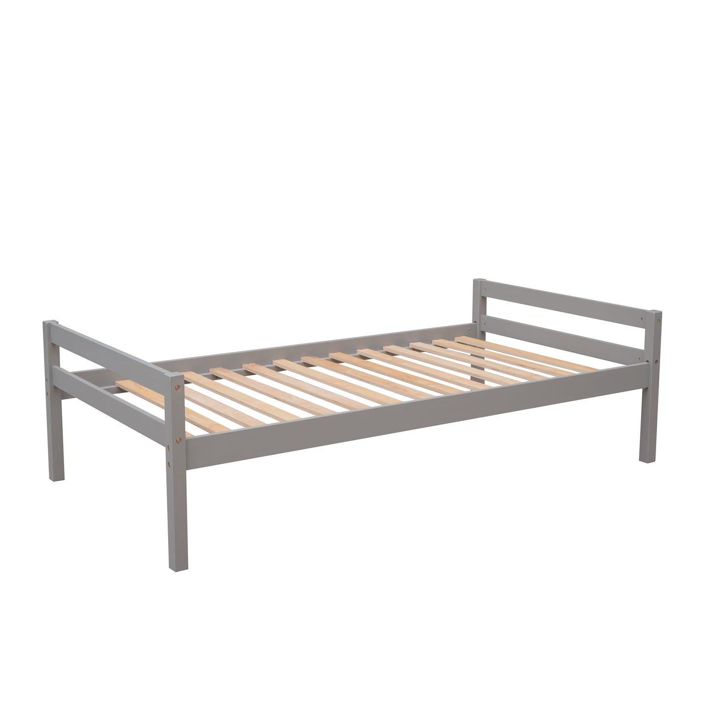 Cama loft tamaño twin con escalera de almacenamiento y escritorio - Gris