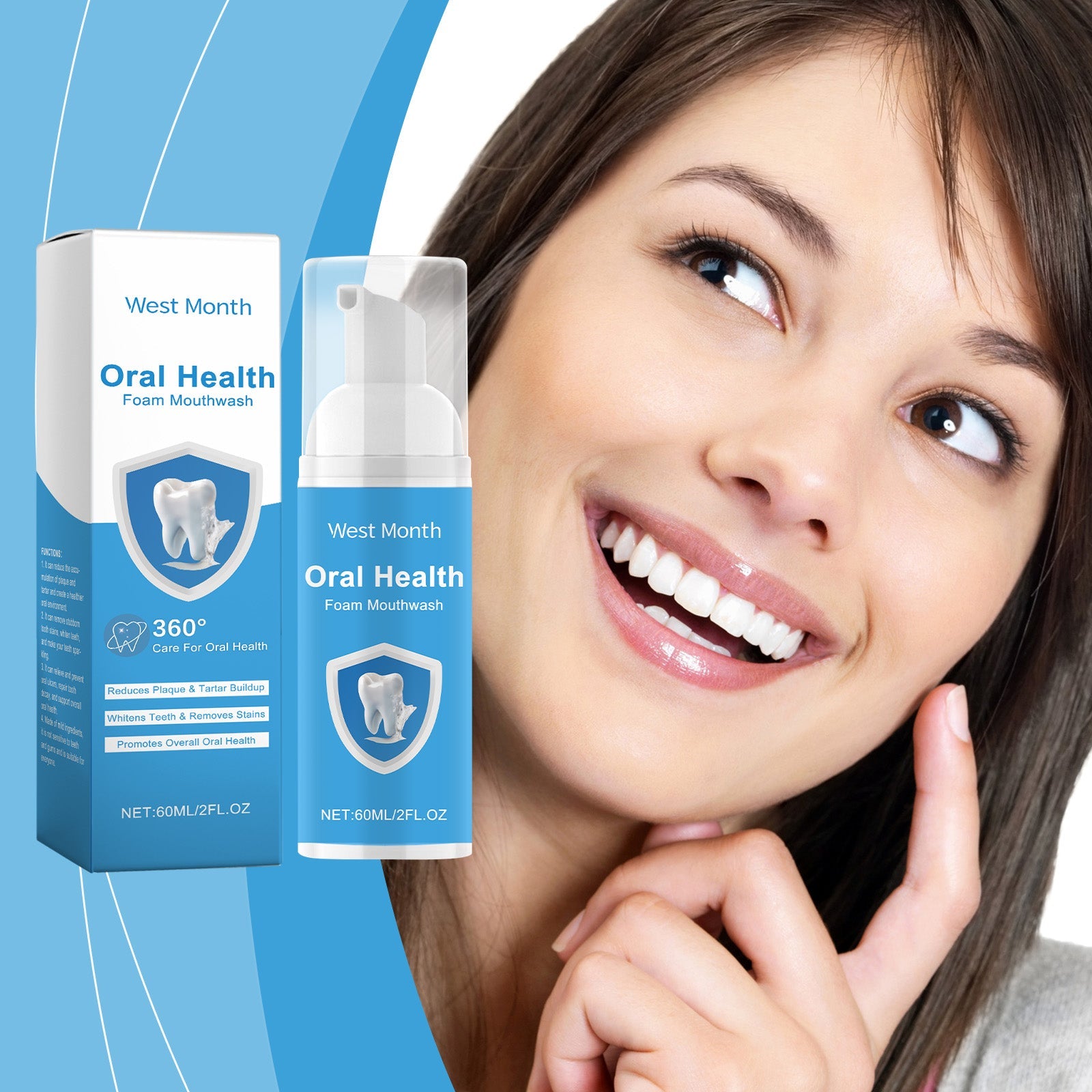 Foaming Mouthwash, Gentle Ingredients Clean Teeth Stains Remove Odors Fresh Mouthwash - Korvel