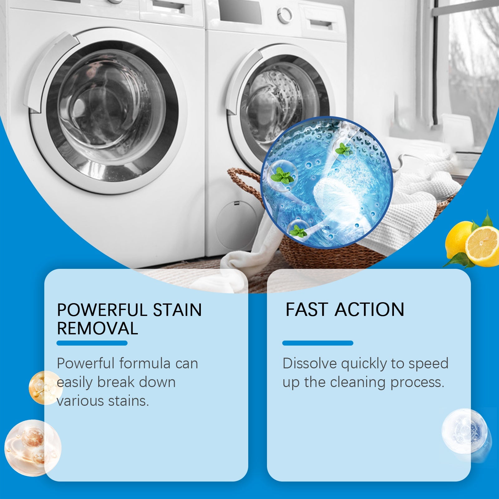 Washing Machine Decontamination Effervescent Tablets, Clean Odors Washing Machine Slot Depth Decontamination Cleaning Tablets - Korvel