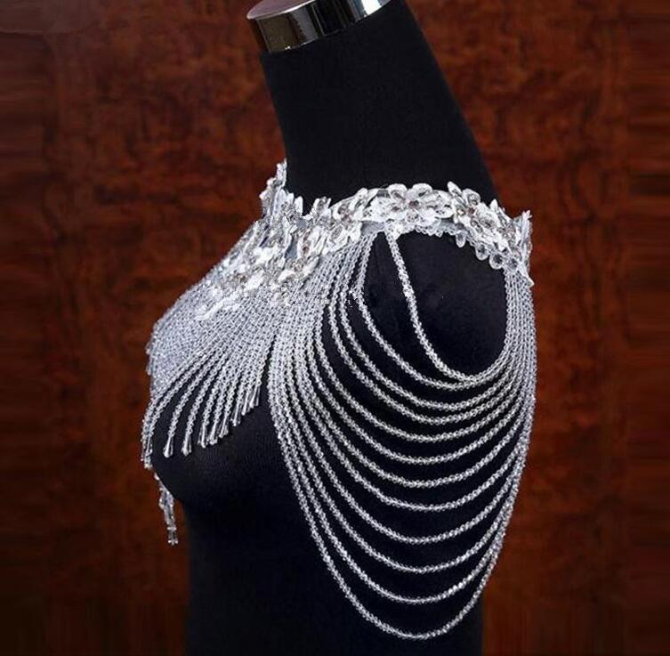 White Bolero Appliques Crystals Wedding Wrap Wedding Bolero Made in China Wedding Accessories Evening Dress - Korvel