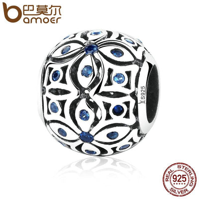 BAMOER 925 Sterling Silver Charm with Blue Crystals