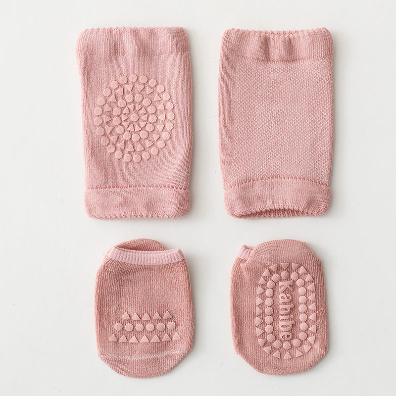 Summer New Knee Pad Socks Set Knee Pad Baby Floor Socks Set Toddler Socks Baby Non-Slip Crawling Sports Protection - Korvel